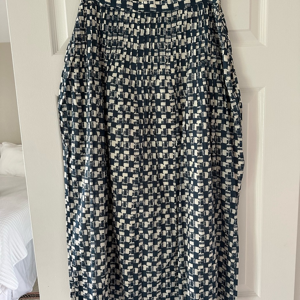 Cleobella mini pleats Navy Blue and White Maxi A-Line Skirt